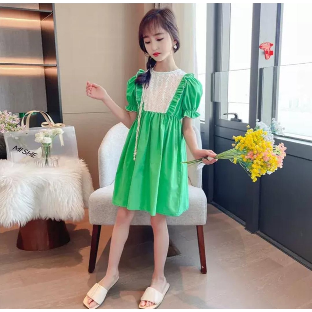 Promo !! Dress import anak cewek / Dress anna bobba curly ukuran 4-7tahun / Dress anak korean soft