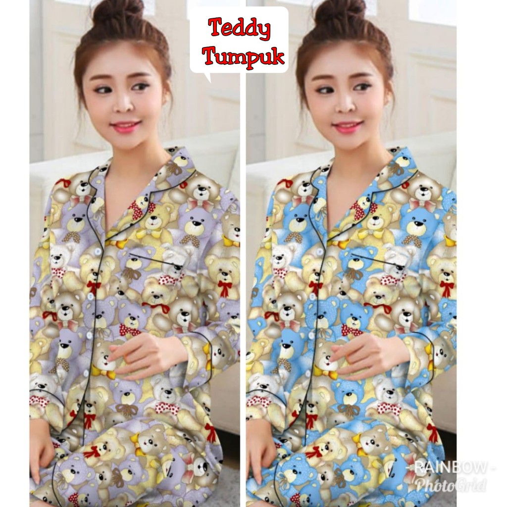 Piyama dewasa PP panjang, katun jepang, fit to xl, motif MICKEY/MINION/PANDA