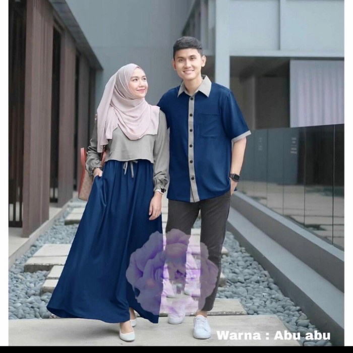 Set-Family-Muslim-Busana- Kirana Couple Muslim Pria Dan Wanita Terlaris - Maroon -Busana-Muslim-