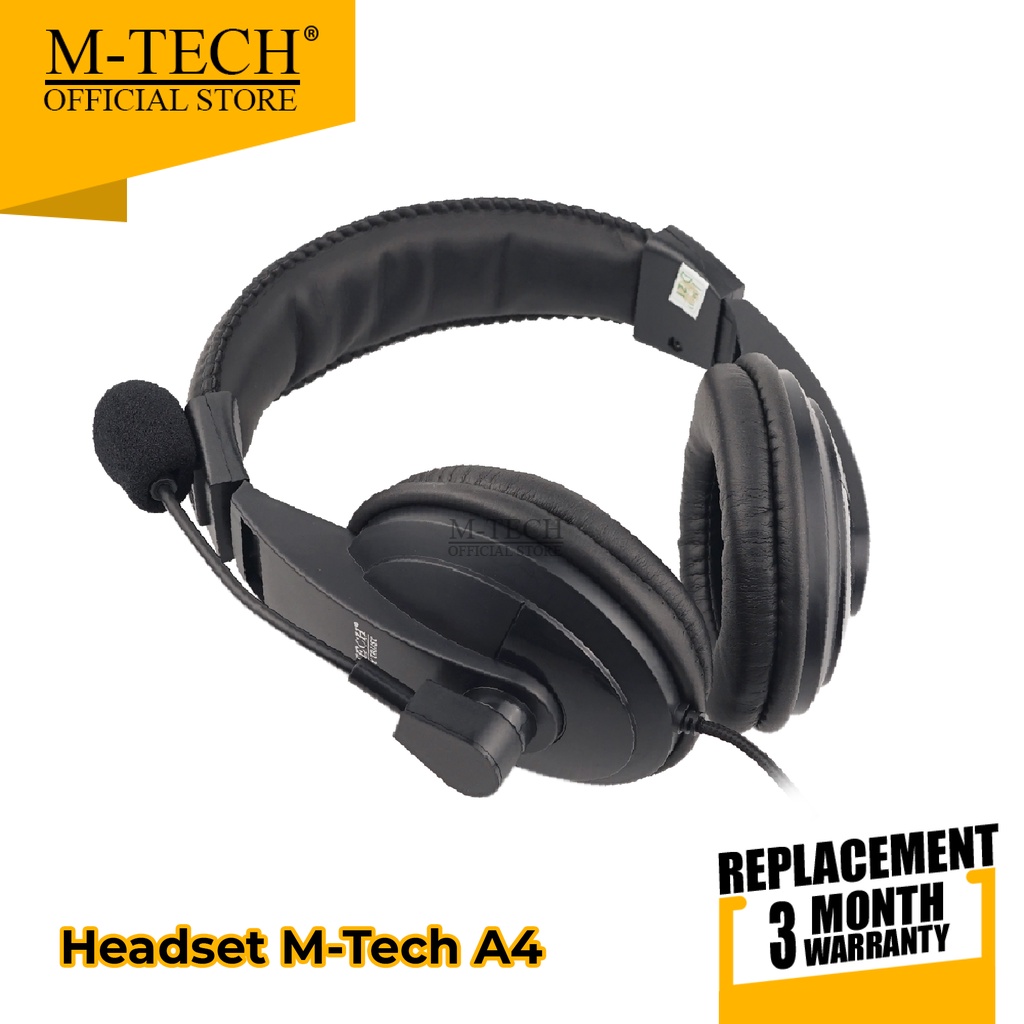 Headset / Earphone Original Mtech A4 Headset / Headphone A4 Pc/Laptop dan Smartphone With Mic