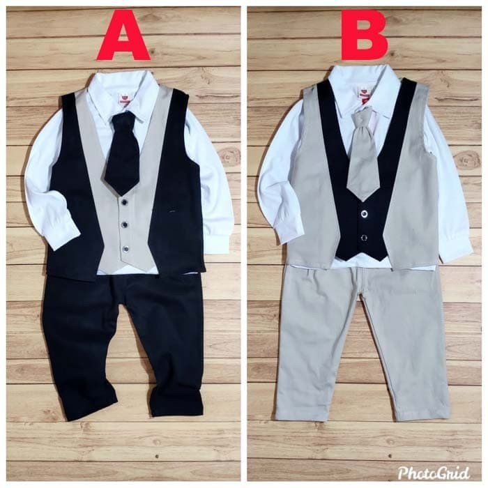 Baju Anak Bayi Laki Laki Setelan Tuxedo Bayi Lengan Panjang Harvey usia umur 6 bulan - 4 tahun