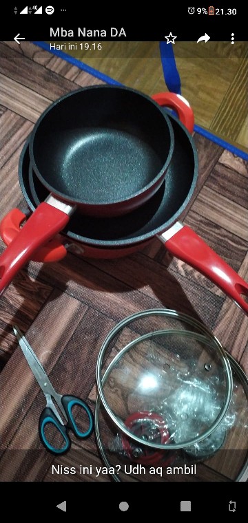 Panci Wajan Set Q2-1620 Panci Teflon Penggorengan Serbaguna Tutup Kaca / Panci Set Murah Q2 1620