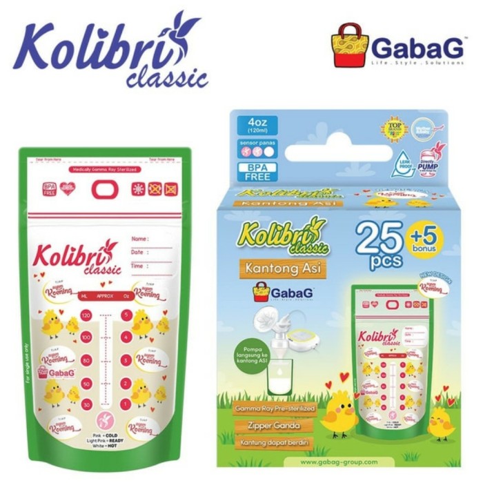 GABAG Kolibri Kantong ASI Classic 120ml isi 30 Breastmilk Bag Gabag