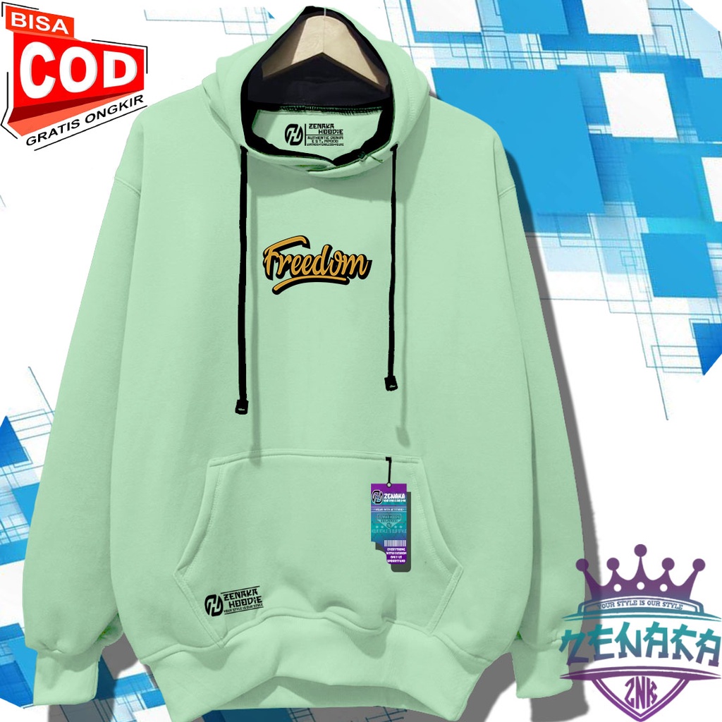 Sweater hoodie keren pria distro ori 2022 sablon freedom Jaket pria terbaru 2022 bahan katun Zenaka Hoodie branded pria Switter cowok terbaru 2022 Jeket wanita korea terbaru 2022 Hodie cowok murah keren warna mint