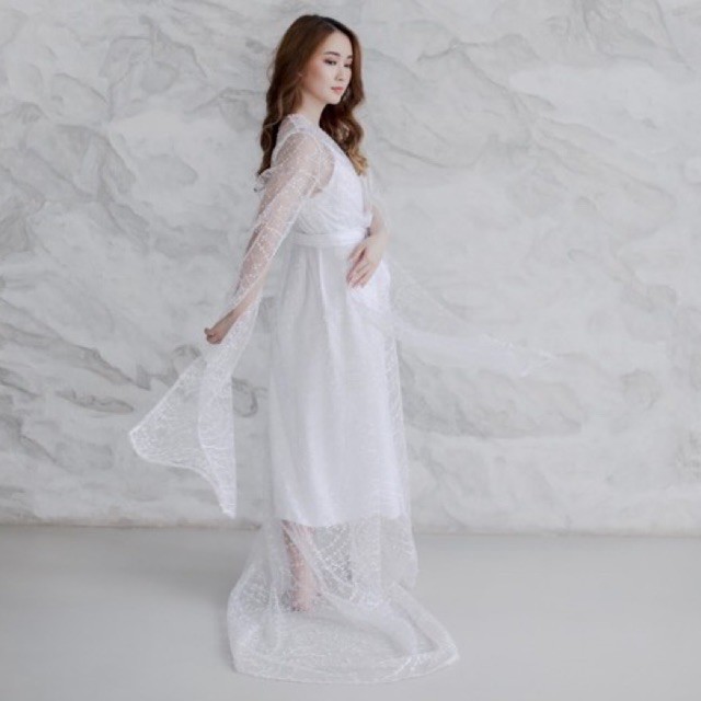 𝙏𝙪𝙩𝙪𝙡𝙡𝙚 Long Cape Kimono Pengantin Robe Pengantin