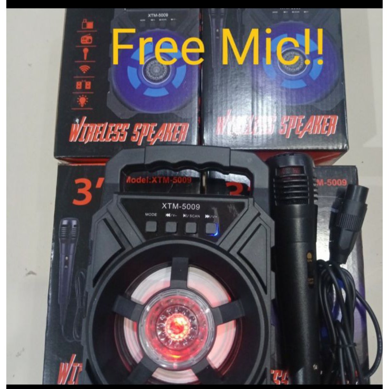 speaker bluetooth xtm-5009 free mic karaoke music box