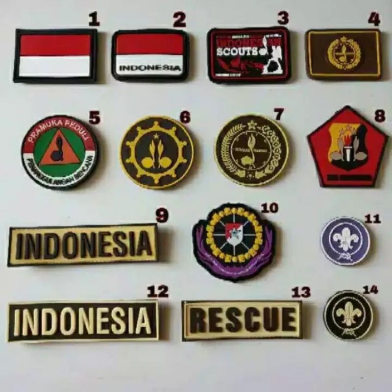Patch rubber LOGO tempelan emblem karet velcro topi/jaket/kemeja/baju tactical airsoft outdoor