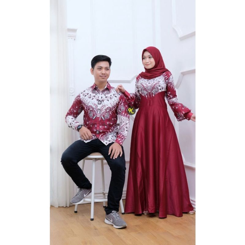 couple batik gamis kebaya modern / baju couple pasangan kekinian / couple kondangan