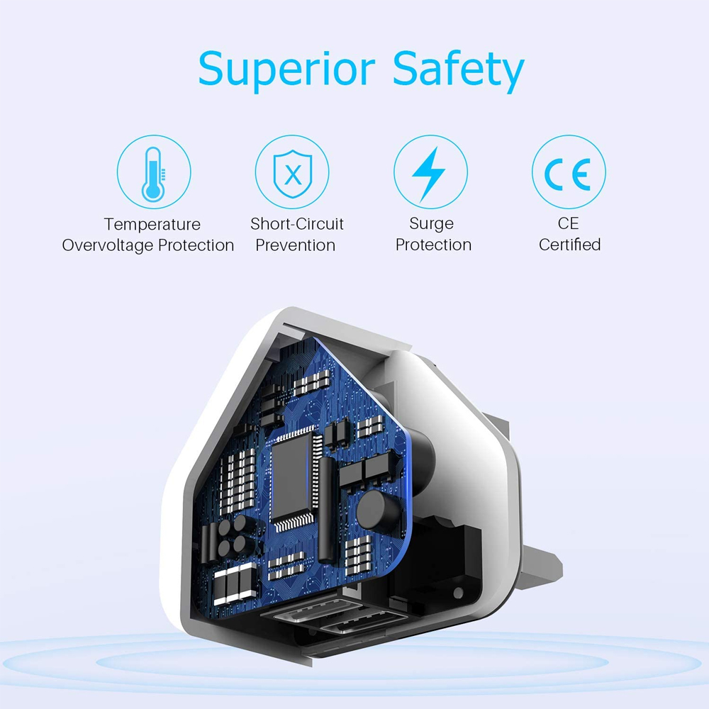 5v/2.1aadapter Dual USB port charger Fast charger Standar Inggris Colokan 3-pin charger Dinding charger Ponsel Pintar charger Perjalanan