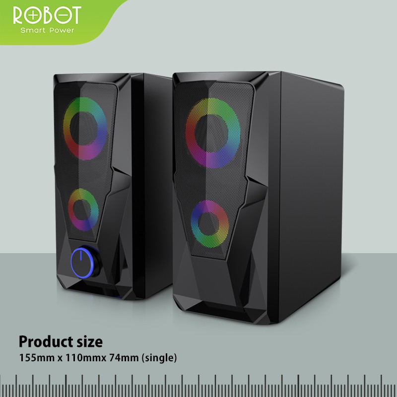 ROBOT SPEAKER USB RS200 Multimedia Portable Music Speaker Gaming 3.5mm AUX with 2ch stereo / RGB