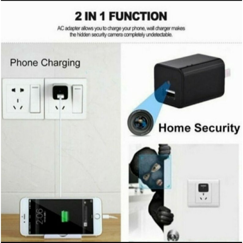 KAMERA KECIL TERSEMBUNYI SPY CAM 5MP SPY KAMERA MINI CHARGER WIFI