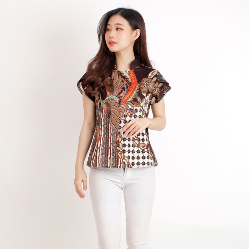 Batik wanita - Atasan blouse batik wanita fashion 569-BROWN B