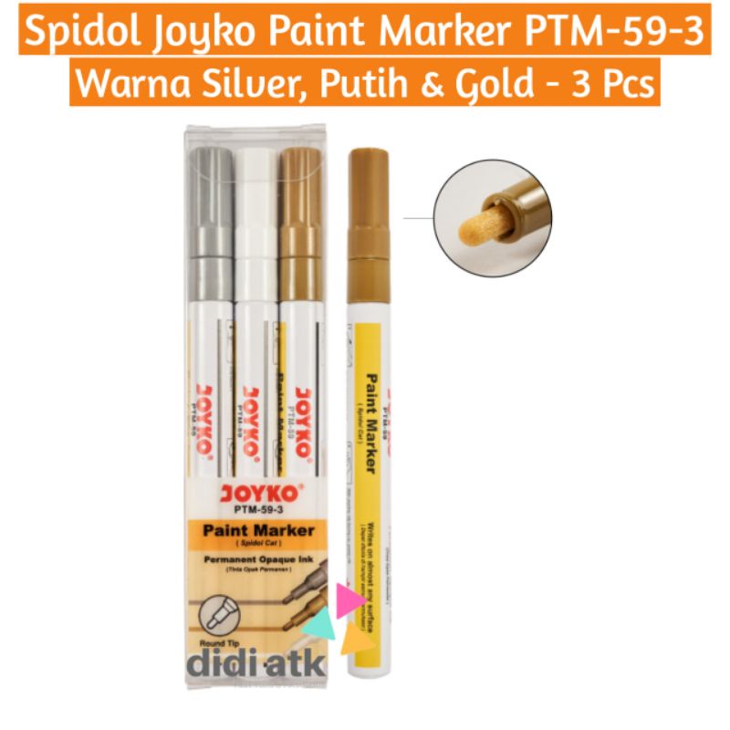 

Spidol Cat Permanen Joyko PTM-59-3 Round Tip 1 Set 3 Pcs