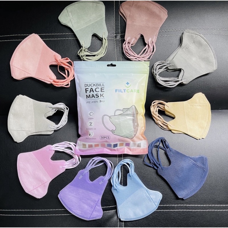 Masker Duckbill Filtcare 3ply Earloop 50 pcs Mix 10 Warna