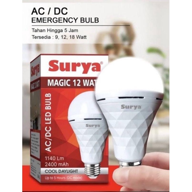 Surya Lampu Emergency Magic / Surya Magic LED AC DC 9W 12W 18W