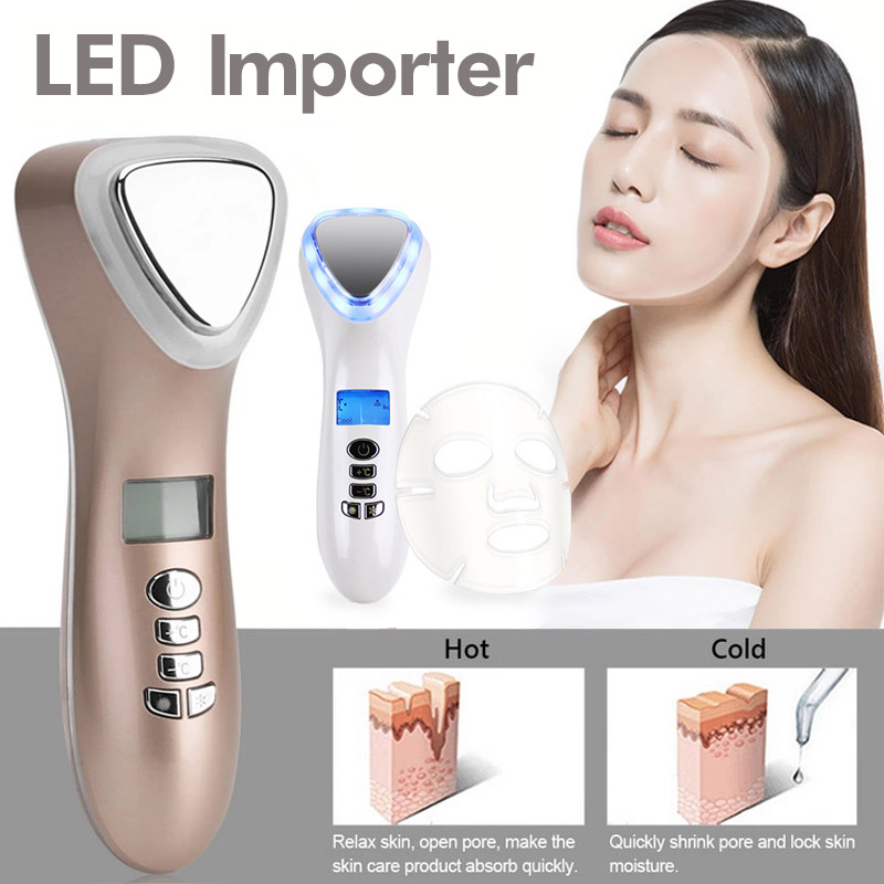 COD LED Hot Cold Hammer Facial Lifting Vibration Massager Body&amp;Face Ultrasonic Cryotherapy