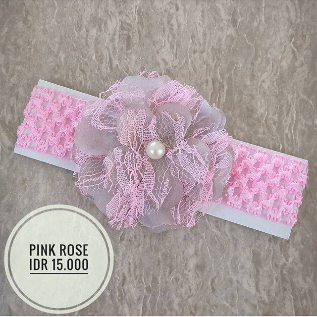 Bandana anak dan bayi model bunga rose abu dan pink