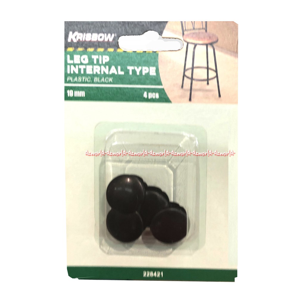 Krisbow LEG Tip Internal Type Plastic Transparant 4Pcs 19mm Hitam