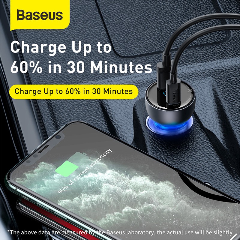 Baseus 65W Car Charger Mobil Fast charging Type C PD+USB Quick Charge