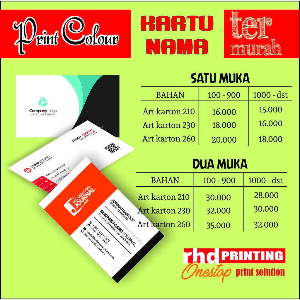 

Print Colour kartu nama