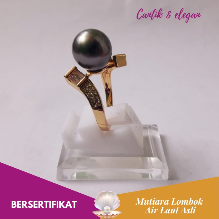 Cincin Mutiara Lombok Hitam / Mutiara Laut Hitam / Aksesoris Perhiasan Mutiara Lombok