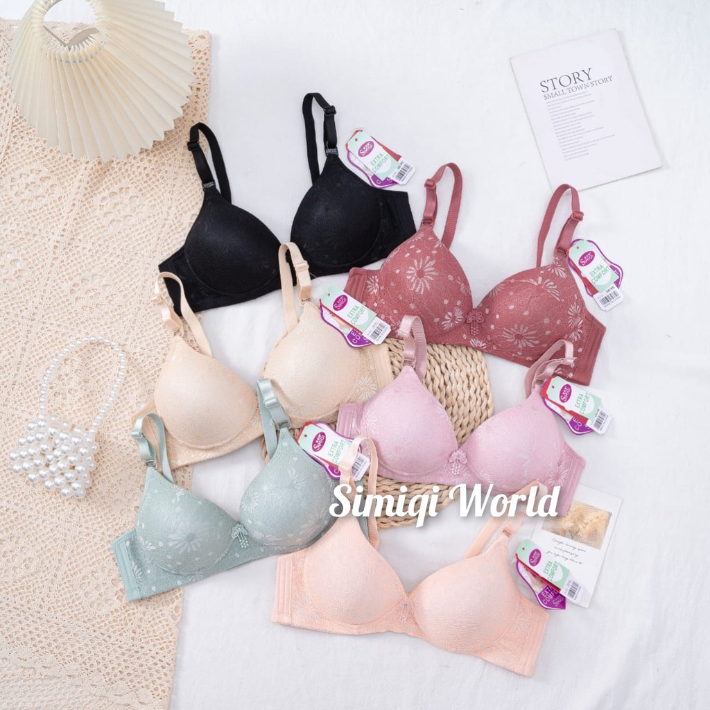 Bra Simiqi 3398 BH Push Up Busa Sangat Tebal BH Wanita Remaja Dewasa BH Tanpa Kawat CUP A KE C Kait 