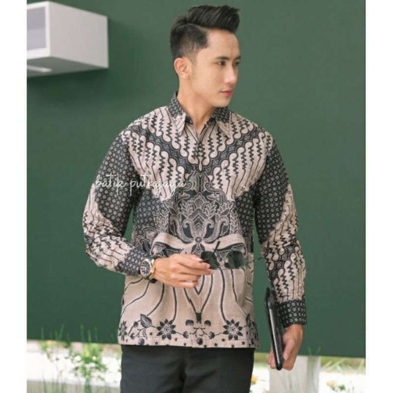 GURDO BARU Baju Batik Pria Lengan Panjang Premium Furing Modern Kasual Formal Kemeja Cowok Asli solo Purworejo Acara Kerja