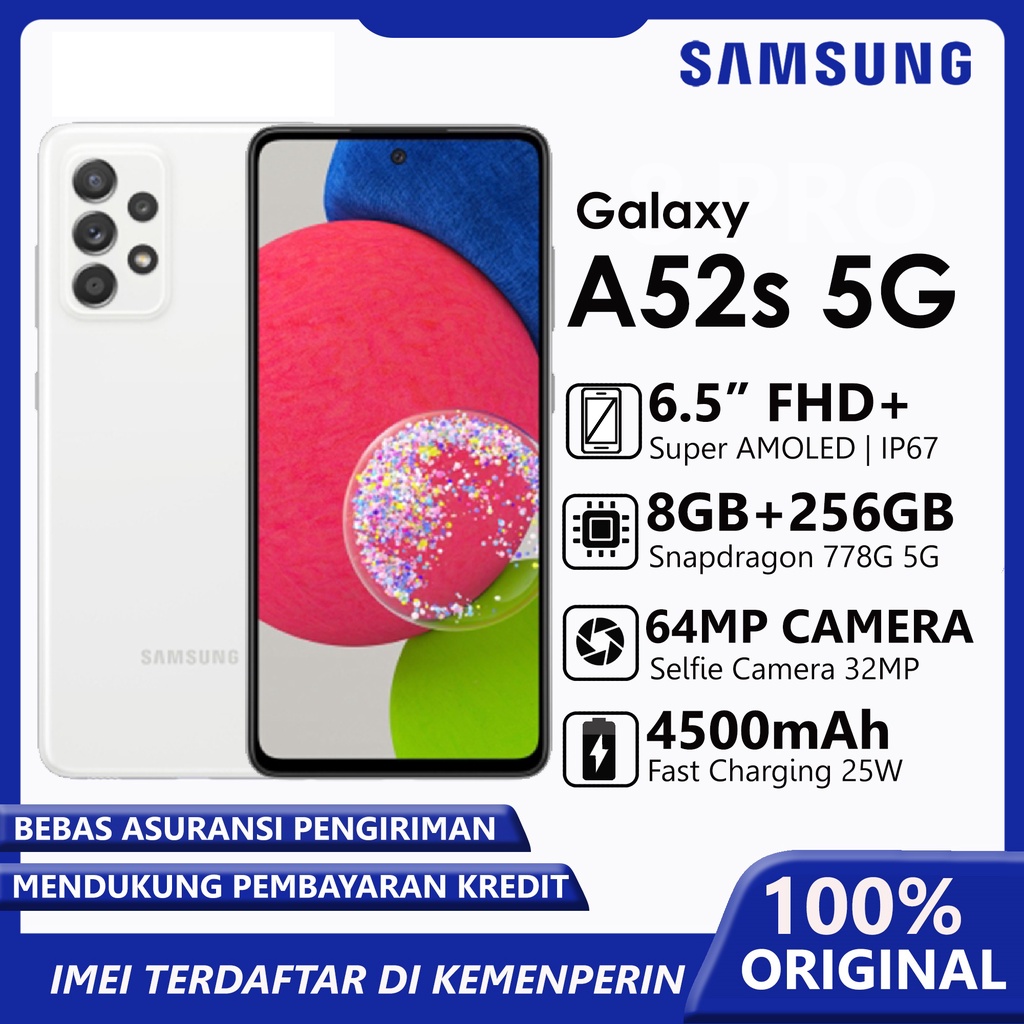 Samsung Galaxy A52s 5G  8/128 - 8/256GB- garansi resmi sein-white 8/256