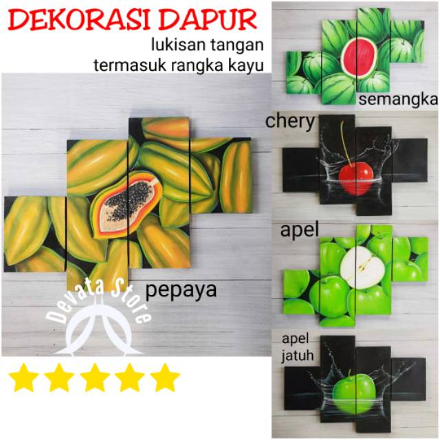 HIASAN DEKORASI DINDING DAPUR - LUKISAN BUAH-BUAHAN RUANG MAKAN