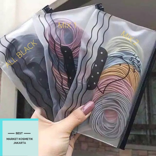 (10 PCS) Ikat Rambut Korea Murah FREE tas Zip Lock Untuk wanita (ECER)