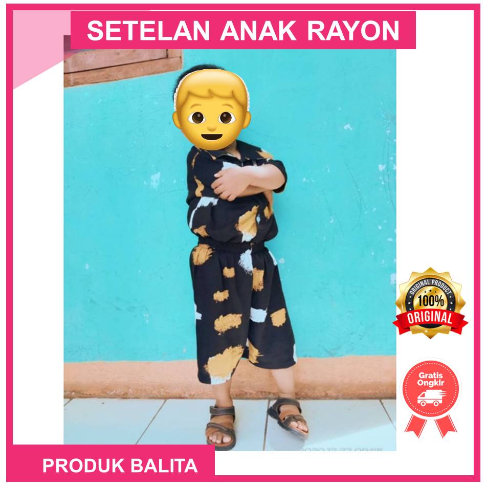 One Set Rayon Anak lak-laki Perempuan  Setelan Rayon Terlaris Usia 1-5 Tahun Terlaris