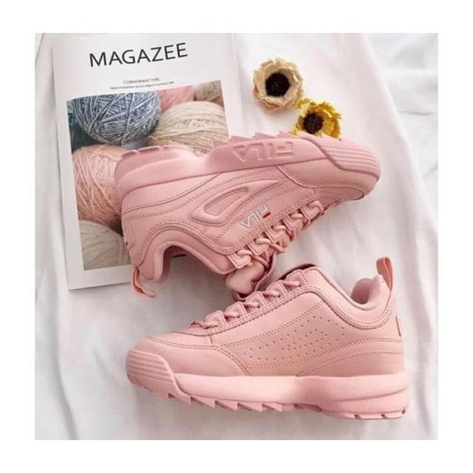 Diskon FILA DISTRUPTOR II WOMEN PINK SEPATU CASUAL RUNNING SEPATU WANITA CUCI GUDANG