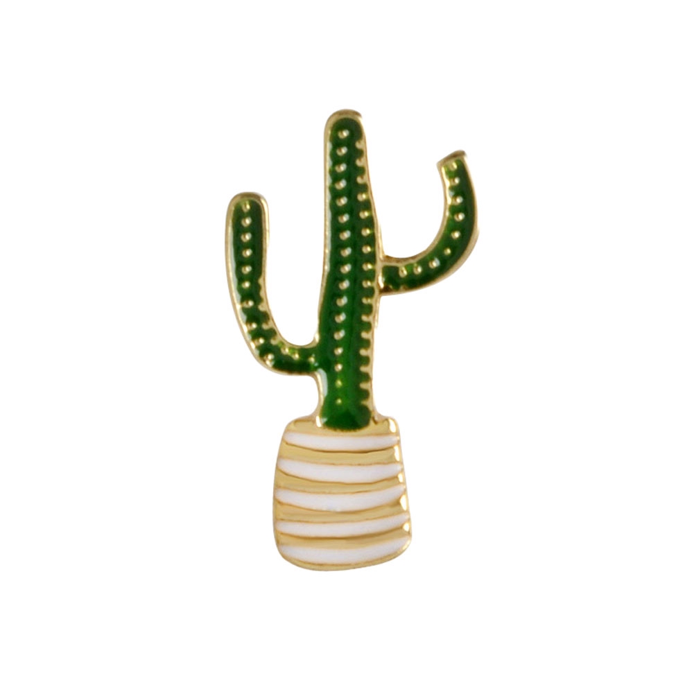 Bros Pin Enamel Desain Kaktus/Pohon Kelapa Gaya Simpel-4
