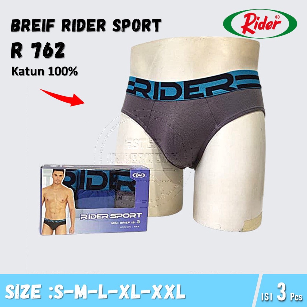 Celana Dalam Pria Rider Sport R 762 Isi 3Pcs/Pack Bahan Katun