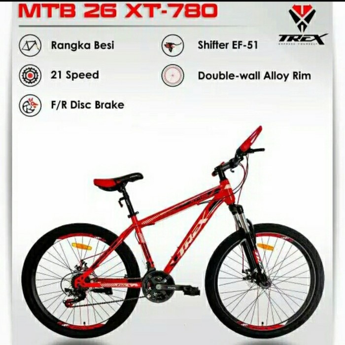 KHUSUS GOJEK/GRAB Sepeda MTB 26 Trex XT 780 / Sepeda Gunung 26 Trex
