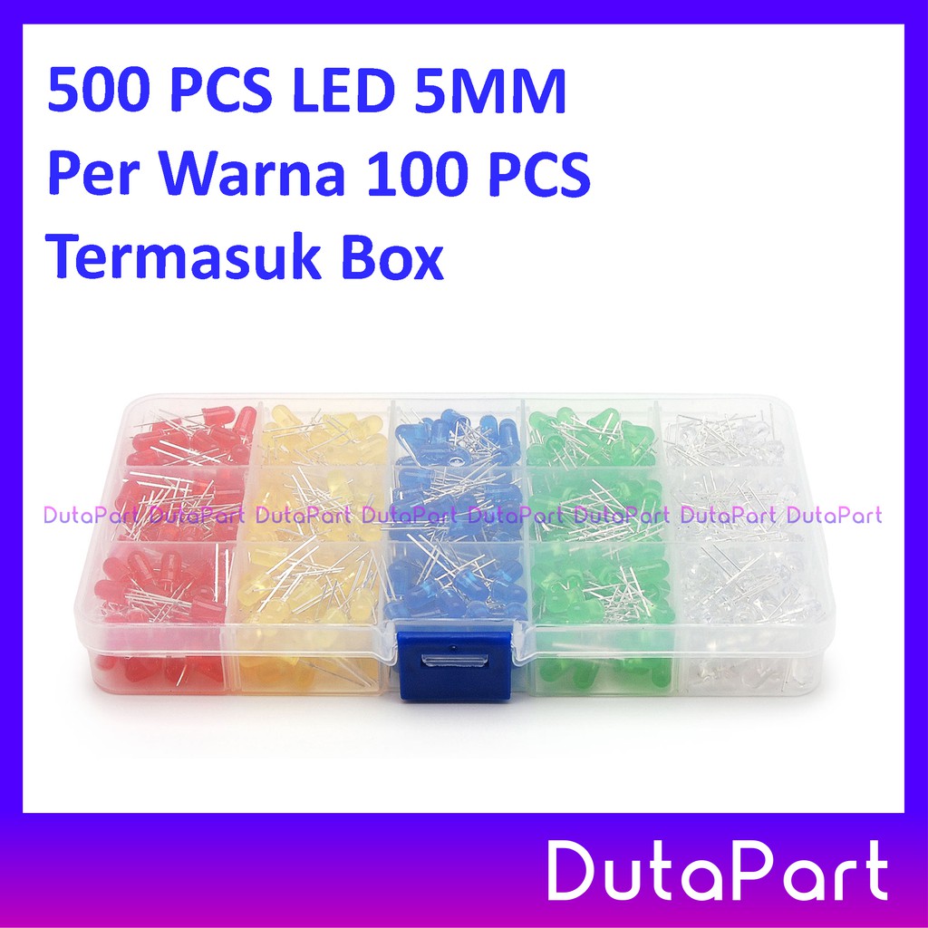 500 PCS LED 5mm 5 WARNA TERMASUK BOX F5 LED Dioda KUALITAS BAGUS