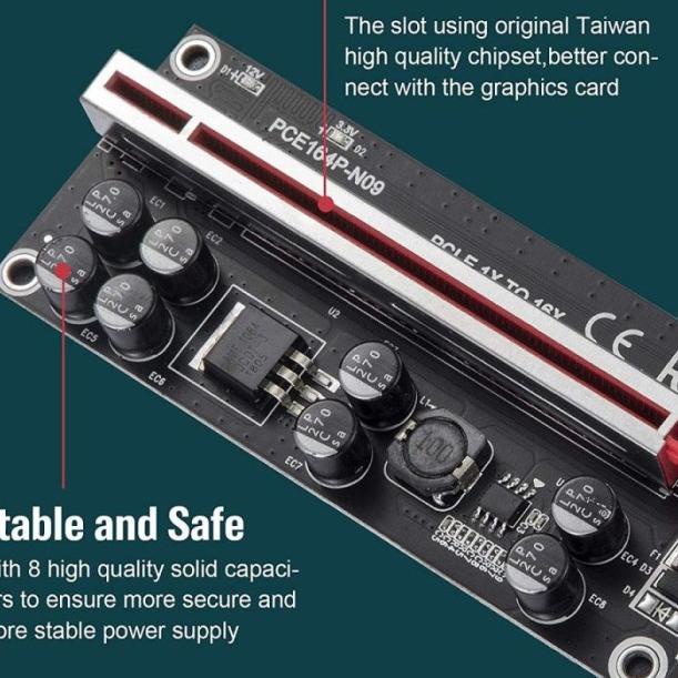 ❆ KABEL RISER 8 KAPASITOR 009SPLUS PCIE - RISER VGA CARD ✽
