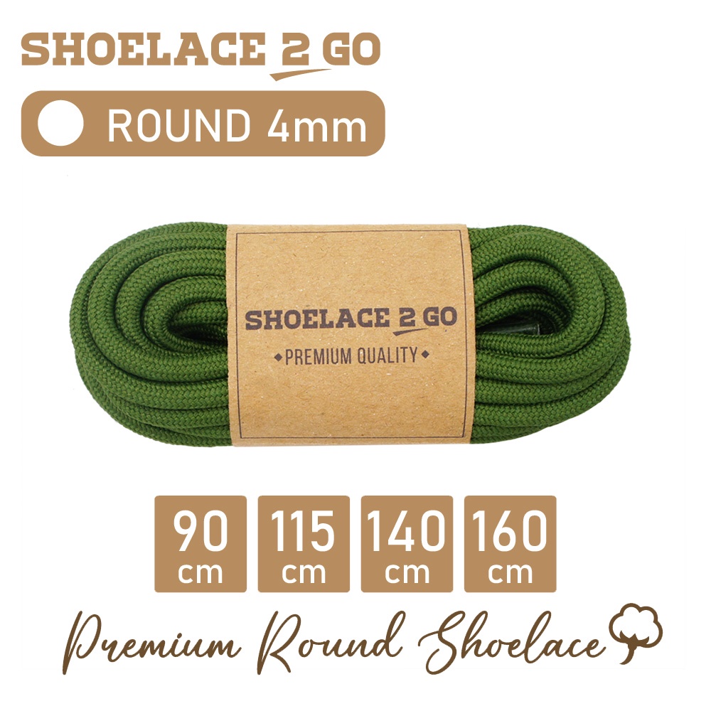 SHOELACE 2 GO PREMIUM TALI SEPATU BULAT ROUND - SR4 - K1 - GREEN ARMY - 4MM