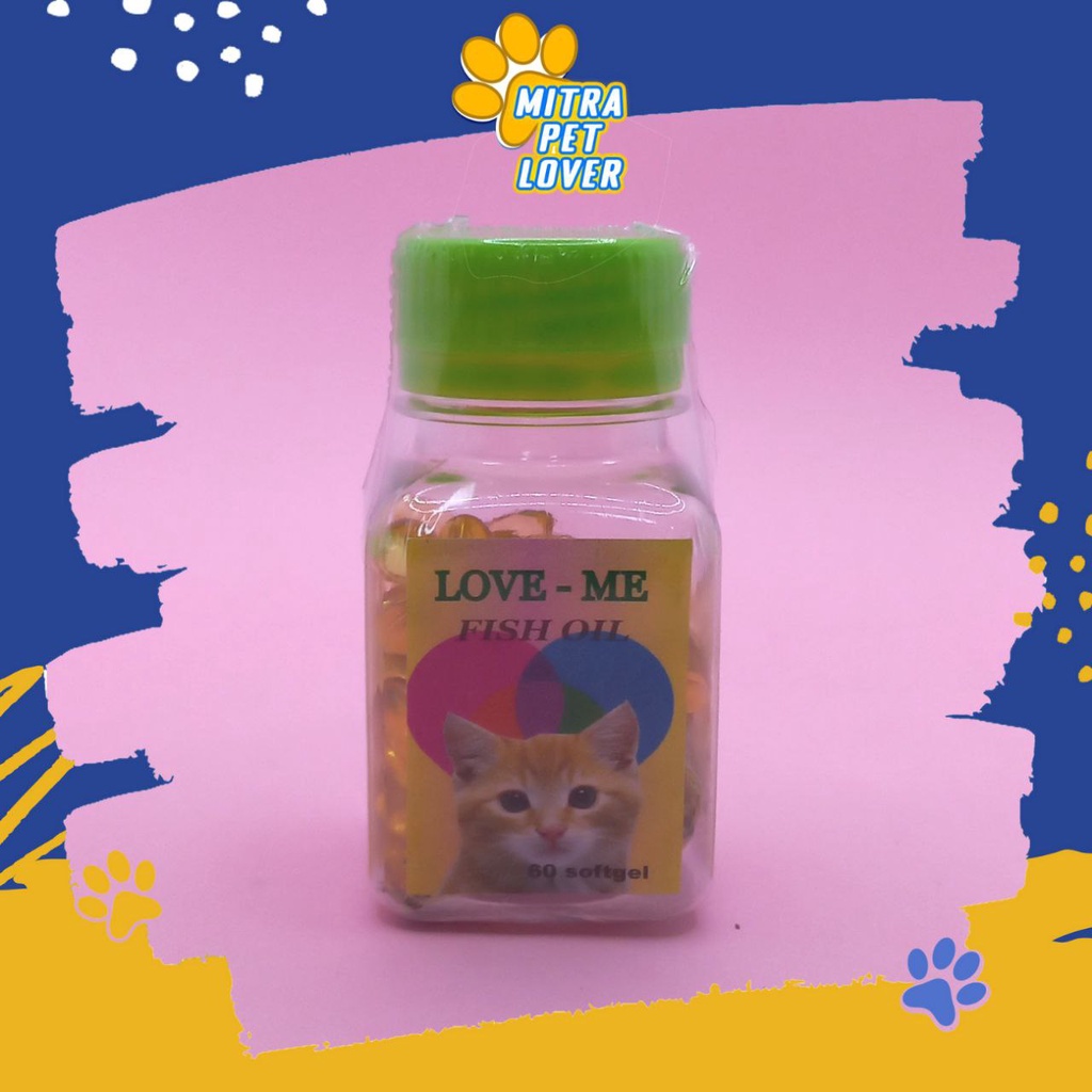 VITAMIN PENGGEMUK KUCING - LOVE ME CAT FISH OIL CAT 60 SOFT GEL ORIGINAL - SUPLEMEN MINYAK IKAN OBAT GEMUK UNTUK IMUN CAT PET ANIMAL HEALTHCARE AND VETERINARY TAMASINDO OBAT PERAWATAN KESEHATAN DAN VITAMIN TERNAK HEWAN BINATANG PELIHARAAN MITRAPETLOVER