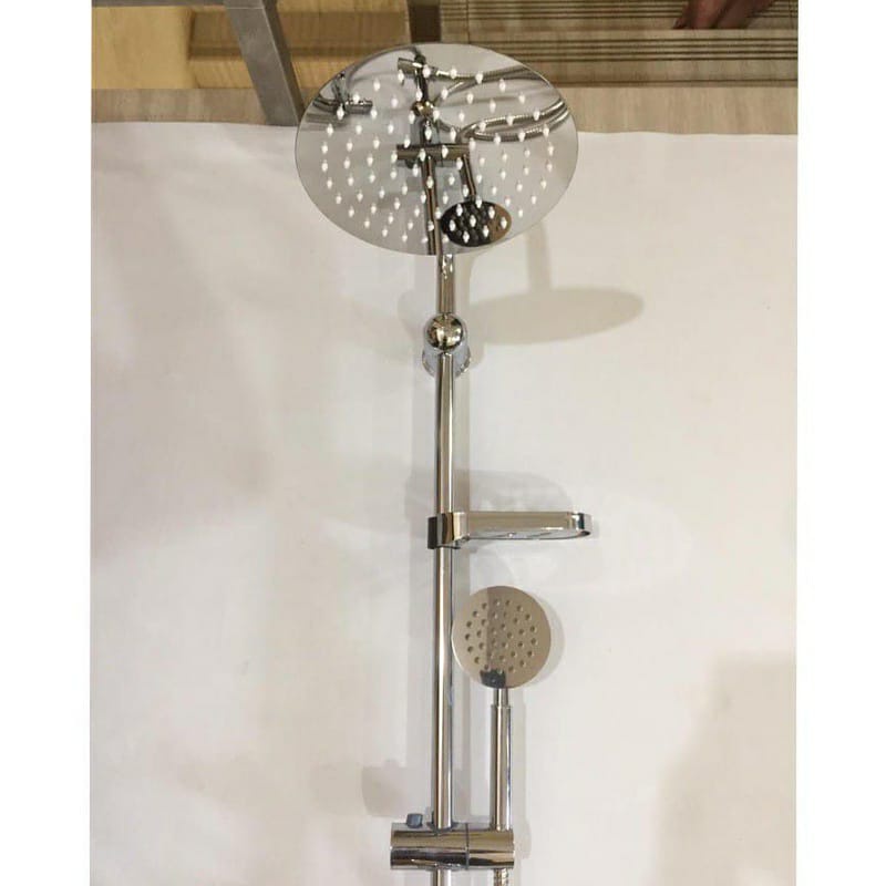 Shower Kamar Mandi Sower tiang set coulom stainless Bulat + kran cabang Stainless Berlapis Chrome