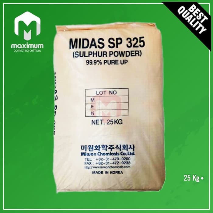 

Sulphur Powder / Sulfur / Belerang Bubuk / MIDAS SP 325 99.9% 25Kg