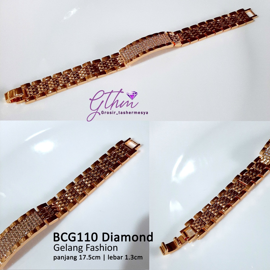 gelang rolek peneng plat permata bcg110 diamond perhiasan imitasi seperti emas asli