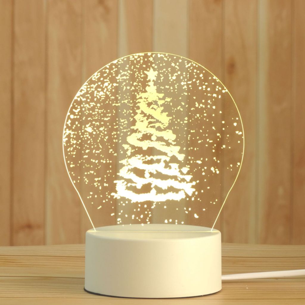 Lampu Malam Bentuk Pohon Natal Rusa Love 3d Bahan Akrilik Untuk Kamar Tidur