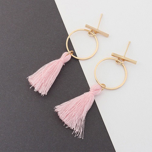 LRC Anting Tusuk Elegant Tassel Decorated Circular Ring Shape Y5800X