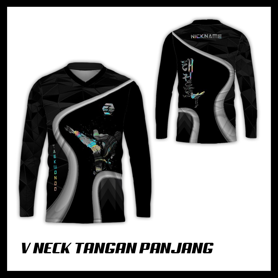 C301 Baju Kaos Tshirt Jersey Olahraga Beladiri Taekwondo Custom Fullprint Lengan Panjang Pria/Wanita