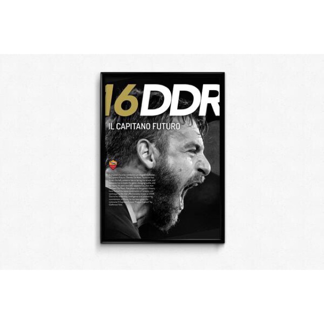 Exclusive Frame Minimalis + Poster Roma De Rossi #002 &quot;IL FUTURO CAPITANO&quot; ( Poster Bola / Soccer )