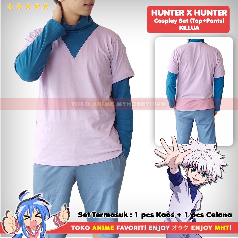 Kostum Anime Set Kaos Celana Hunter X Hunter Killua Zoldyck Cosplay