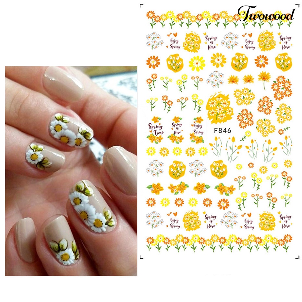 Stiker Kuku Motif Bunga Tahan Lama Untuk Dekorasi Manicure