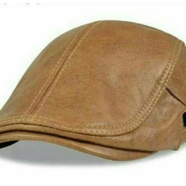 Topi pet pria kulit asli