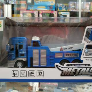  Mainan  Diecast Pullback Metal Car Tow Truck Light and 